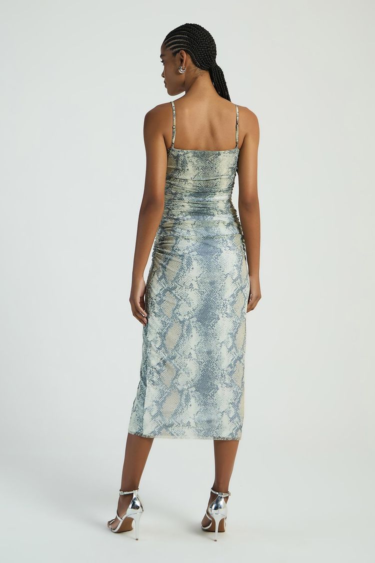 VESTIDO EM TULE FRANZIDO ESTAMPADO - SNAKE P - EST SNAKE - 284591