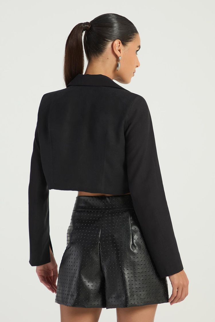 SPENCER CROPPED COM MANGA COMPRIDA - PRETO M - PRETO - 284651
