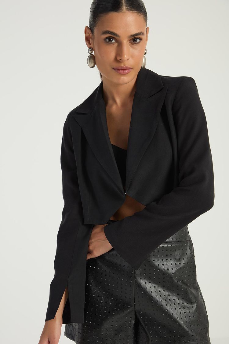 SPENCER CROPPED COM MANGA COMPRIDA - PRETO M - PRETO - 284653