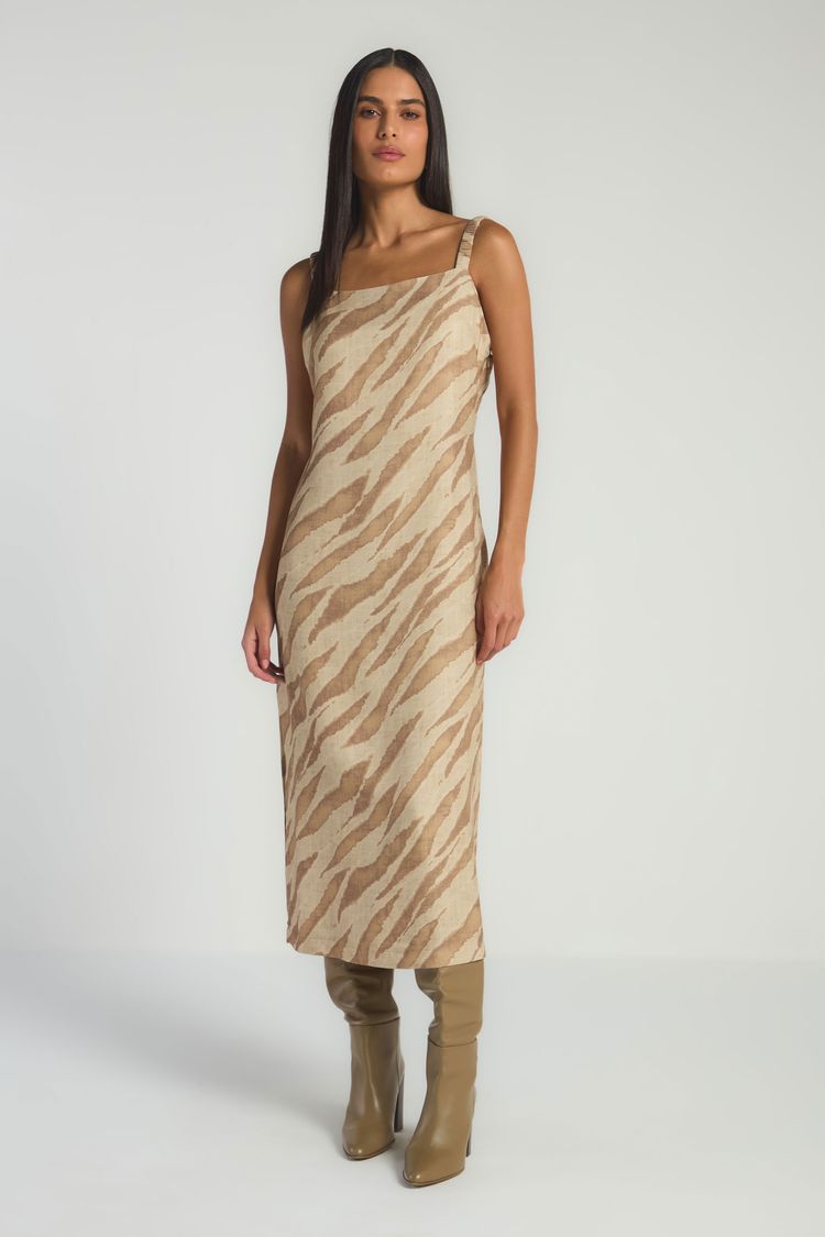 VESTIDO MIDI DE ALÇA ESTAMPADO - ZEBRADO DIAGONAL GG - EST ZEBRADO DIAGONAL - 285642