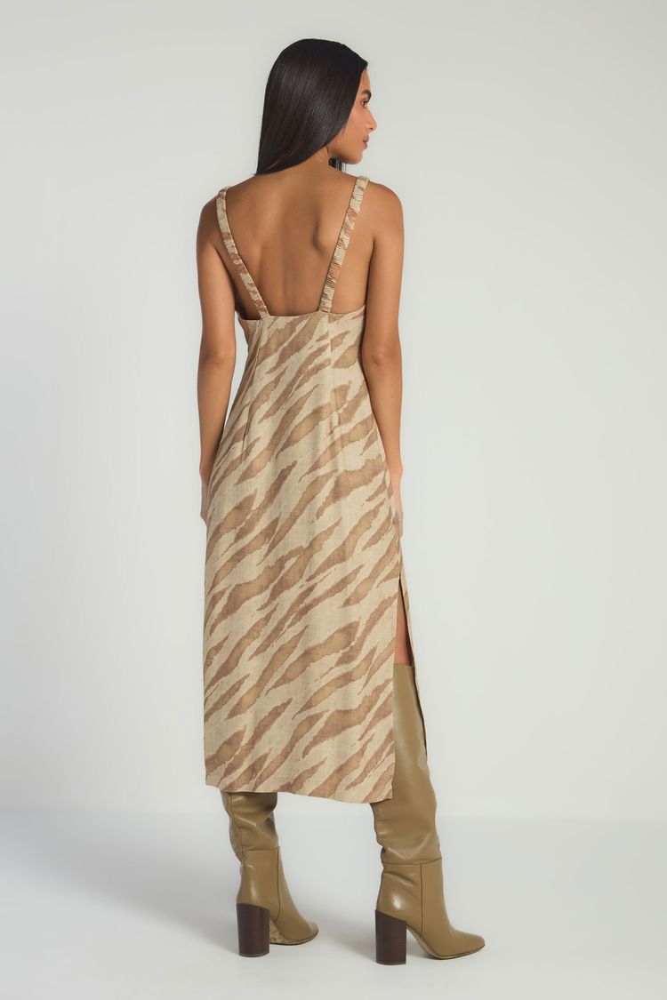 VESTIDO MIDI DE ALÇA ESTAMPADO - ZEBRADO DIAGONAL GG - EST ZEBRADO DIAGONAL - 285643