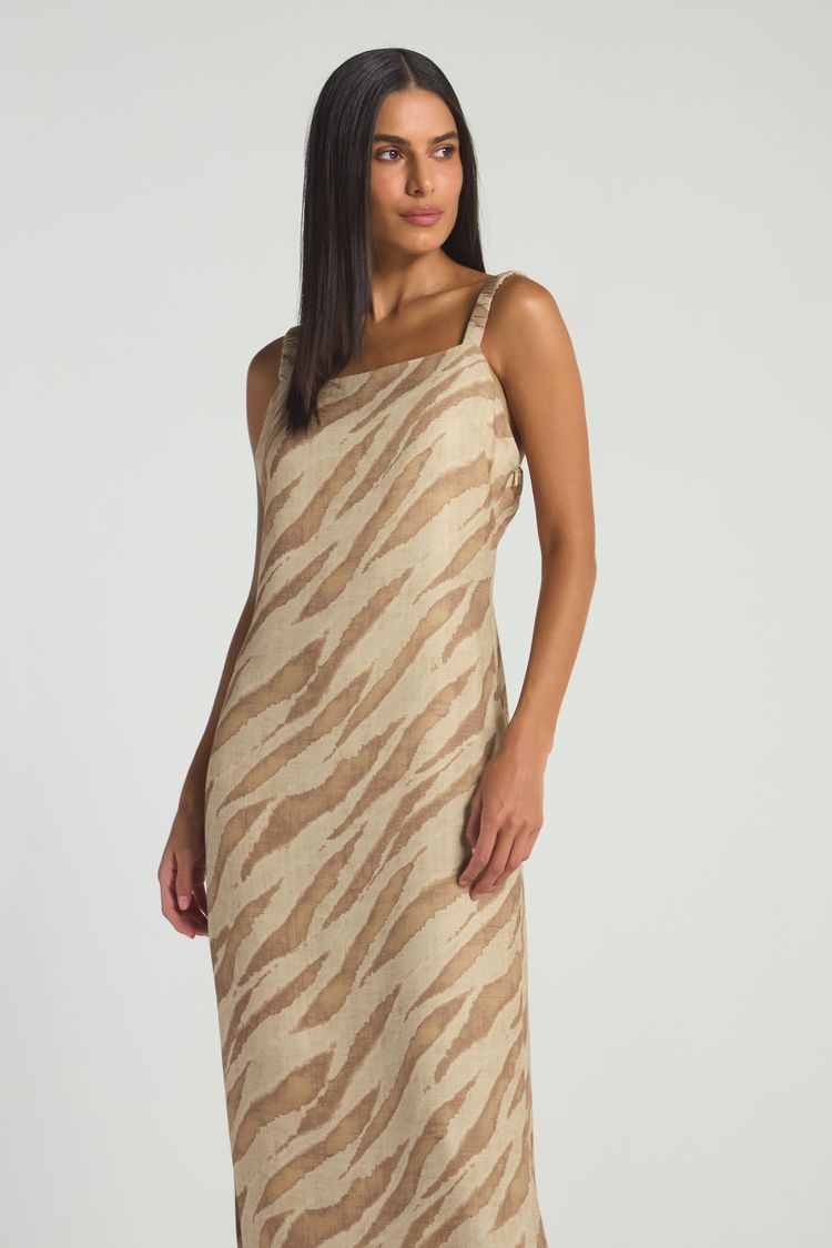 VESTIDO MIDI DE ALÇA ESTAMPADO - ZEBRADO DIAGONAL GG - EST ZEBRADO DIAGONAL - 285644