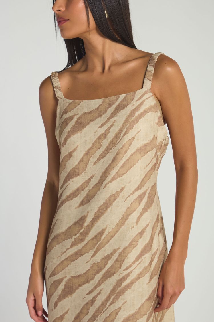 VESTIDO MIDI DE ALÇA ESTAMPADO - ZEBRADO DIAGONAL GG - EST ZEBRADO DIAGONAL - 285645