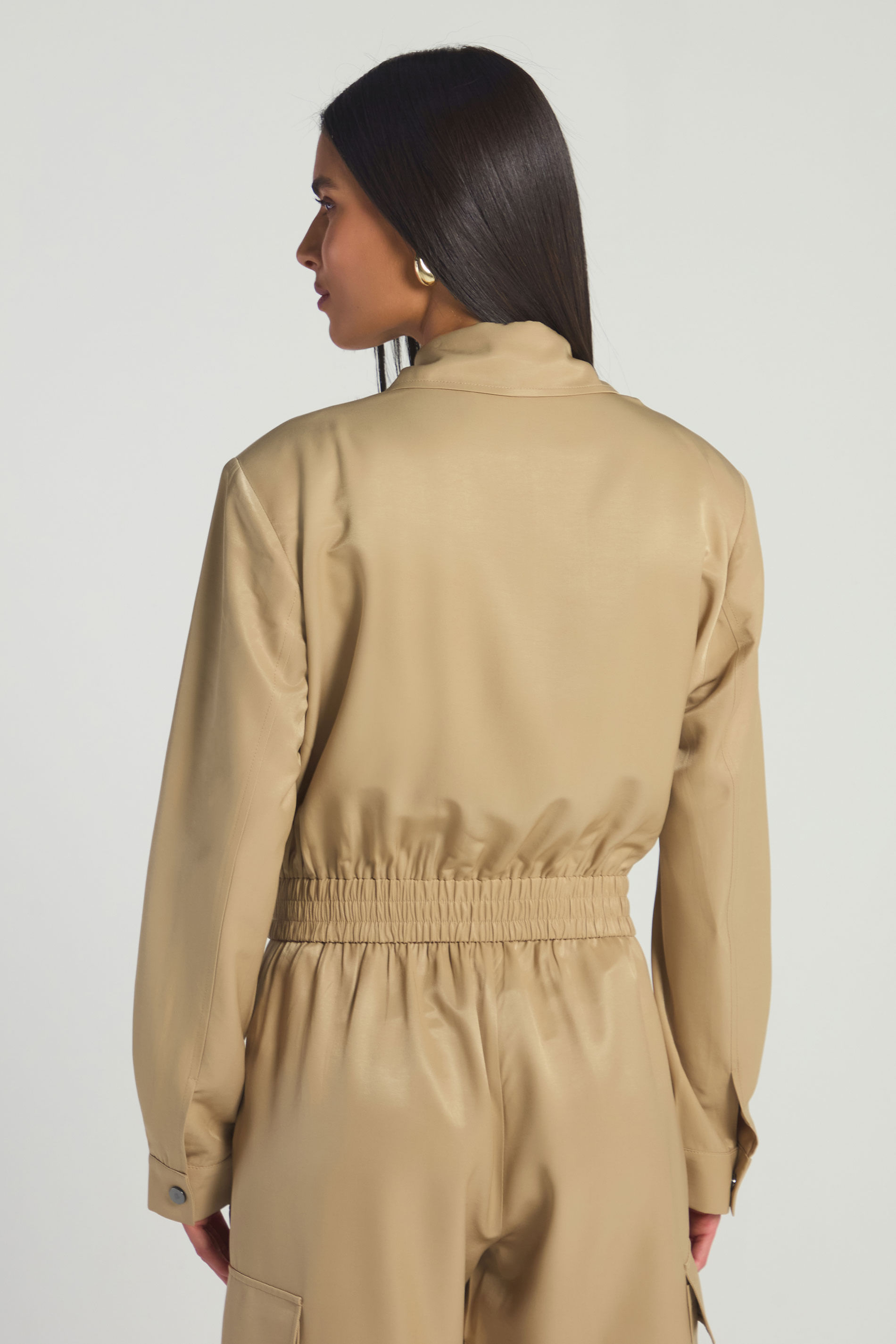 JAQUETA BOMBER ZIPER - BEGE M - BEGE - 286002