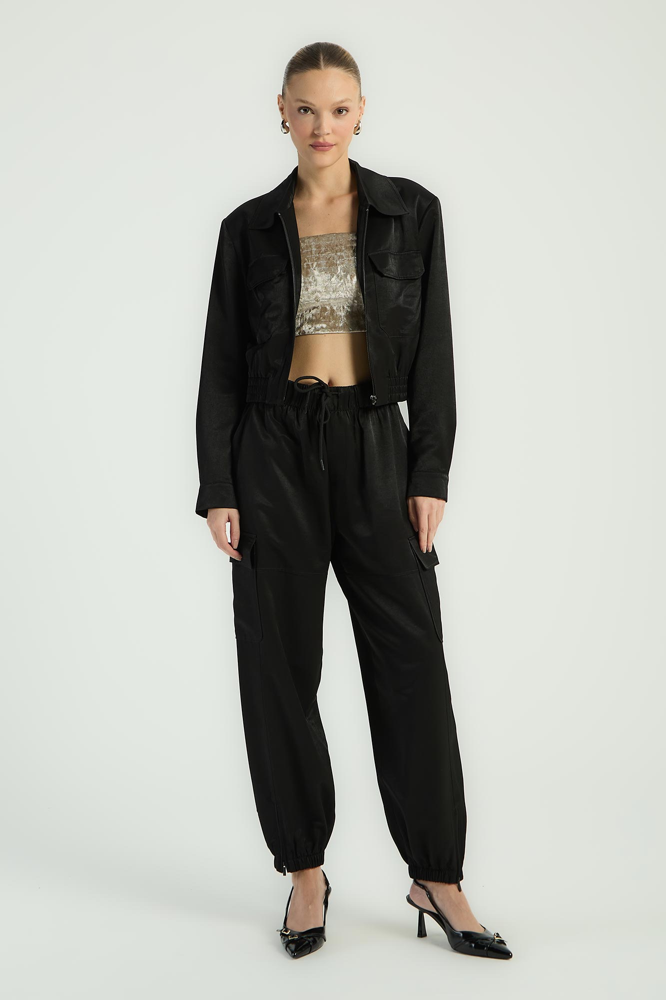 JAQUETA BOMBER ZIPER - BLACK GG - BLACK - 286148