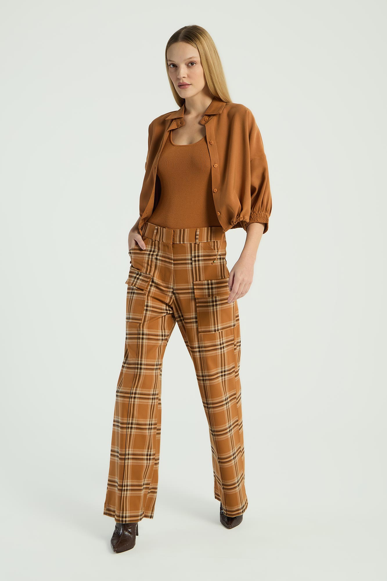 CALÇA XADREZ - CARAMELO PP - CARAMELO - 286230