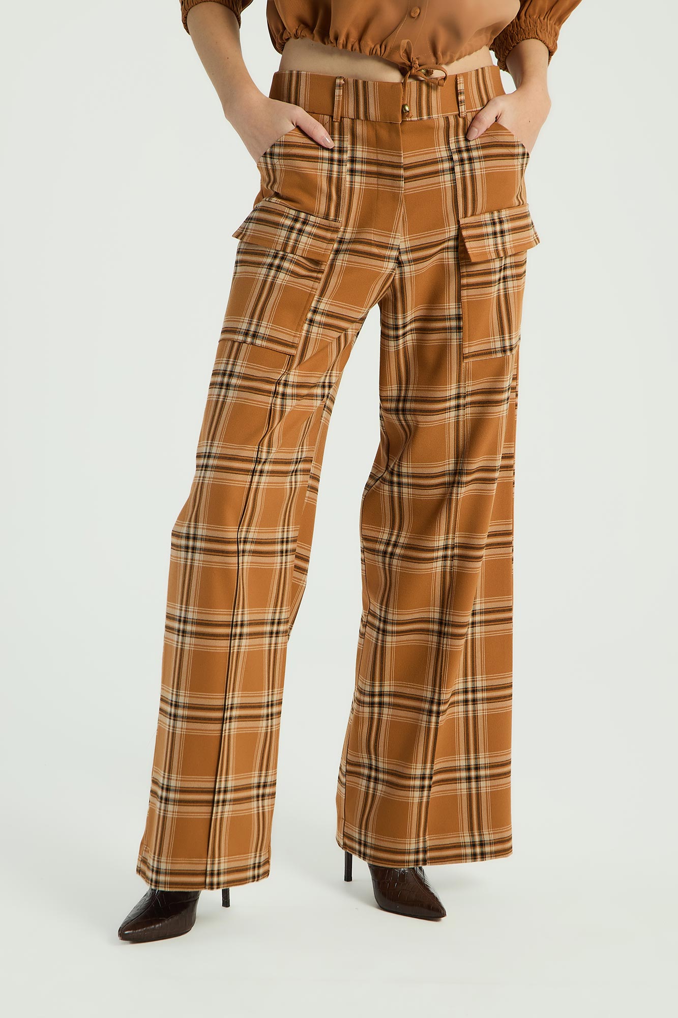 CALÇA XADREZ - CARAMELO PP - CARAMELO - 286232