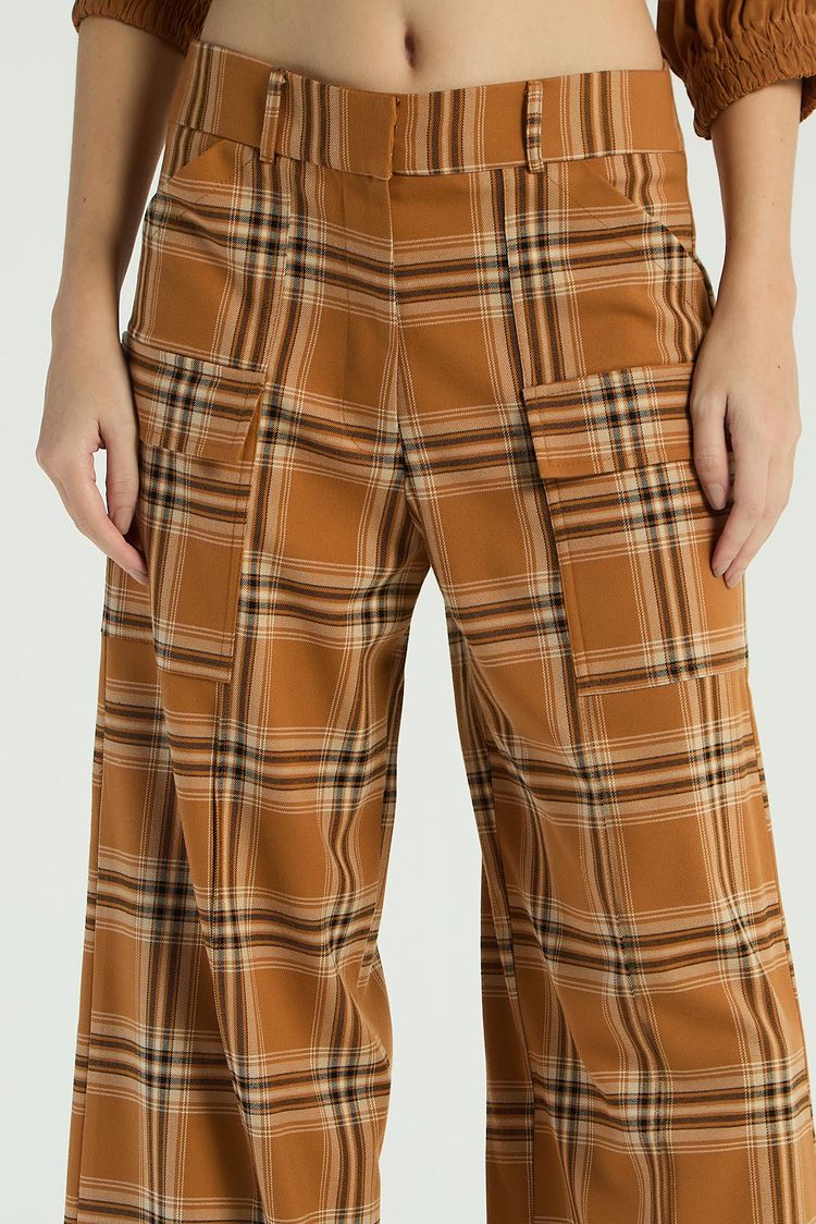 CALÇA XADREZ - CARAMELO PP - CARAMELO - 286233