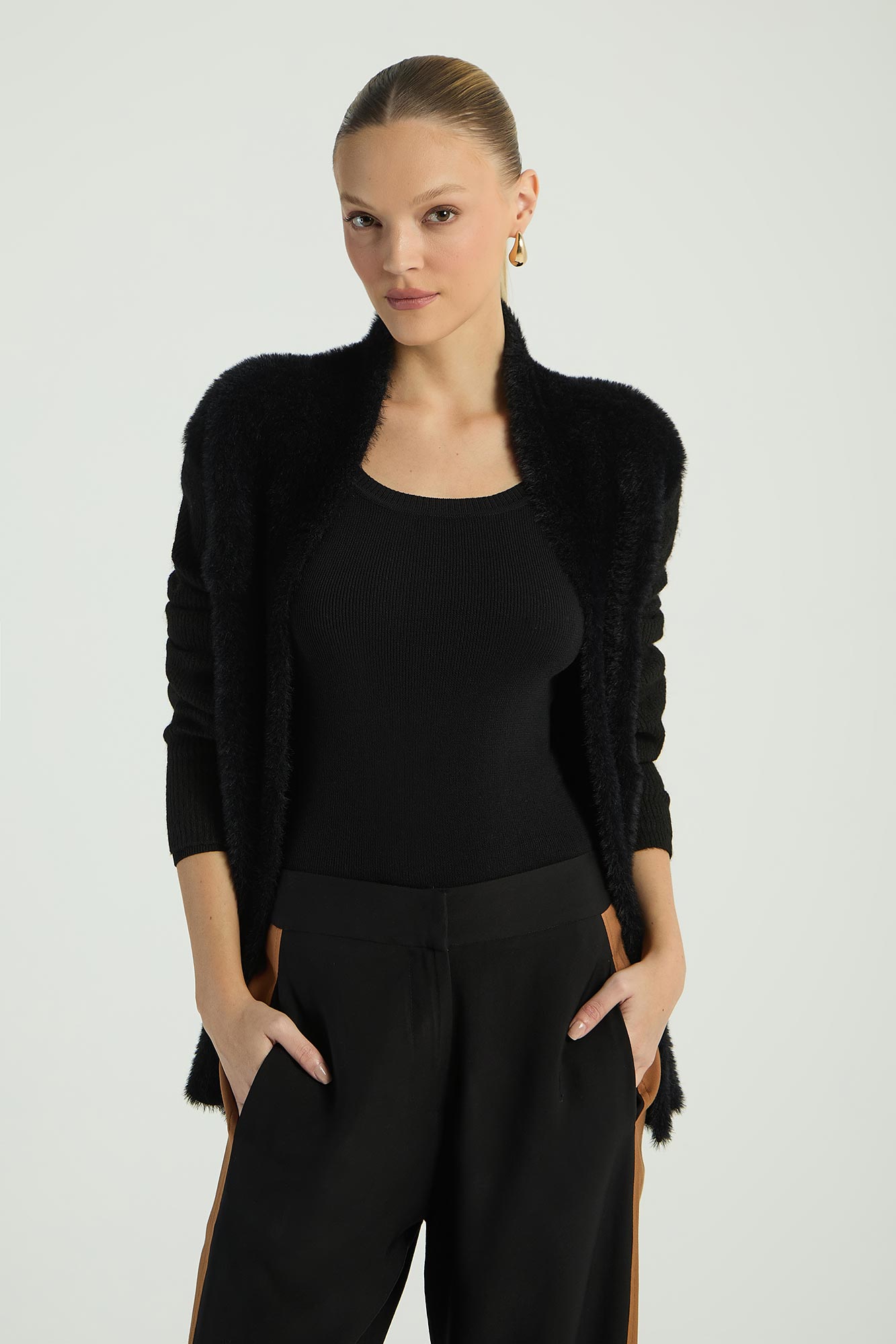 BLUSA TRICOT MANGA LONGA BASICA-PRETO P - PRETO - 286578