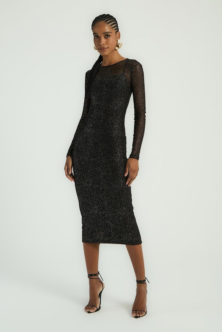 VESTIDO MIDI EM TULE FOIL - PRETO G - PRETO - 287511