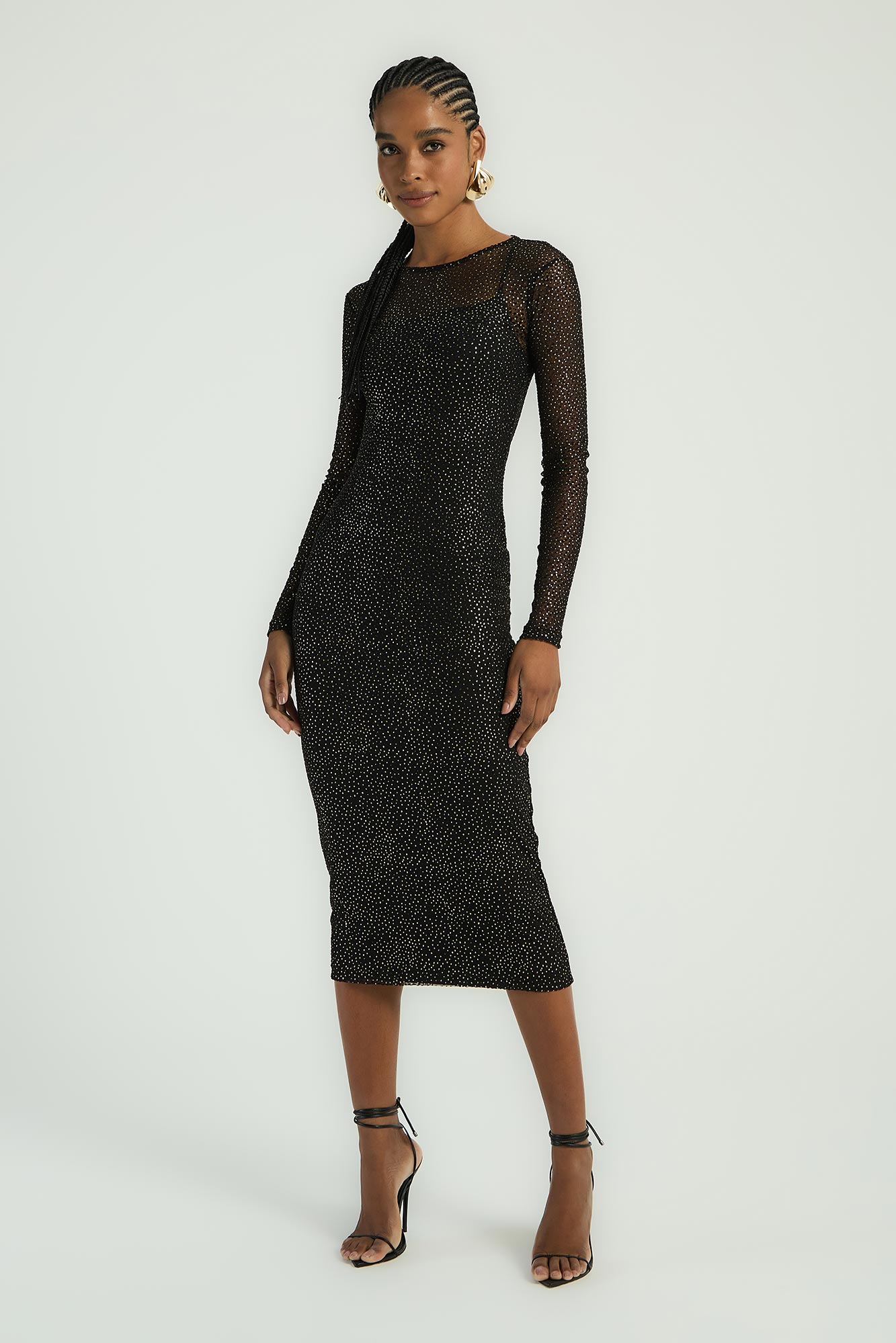 VESTIDO MIDI EM TULE FOIL - PRETO M - PRETO - 287523