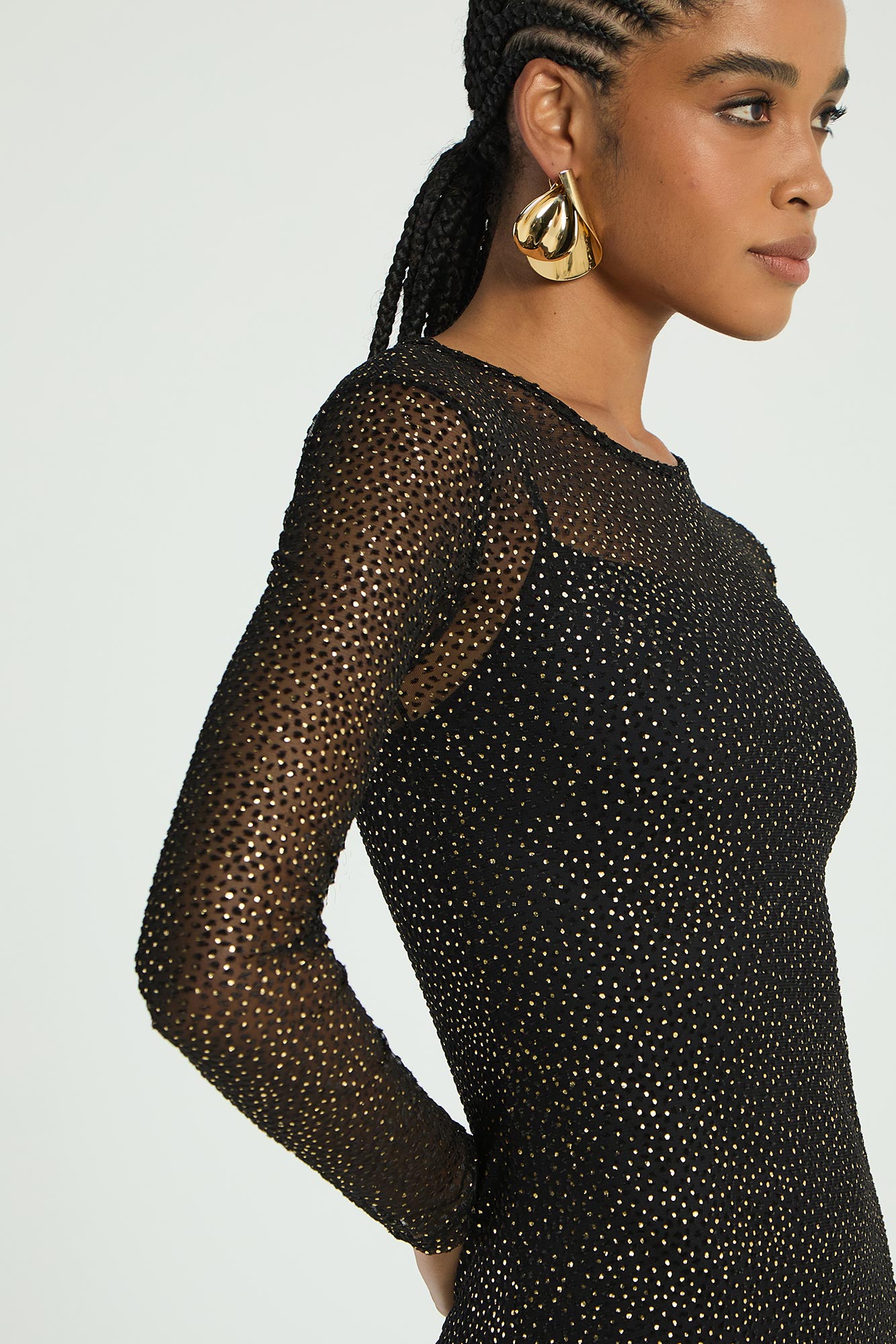 VESTIDO MIDI EM TULE FOIL - PRETO M - PRETO - 287524