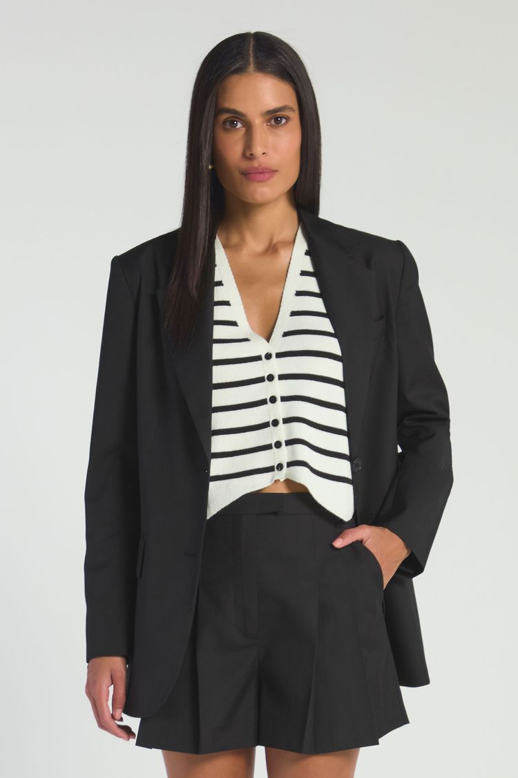 COLETE LISTRADO EM TRICOT - OFF / PRETO M - OFF / PRETO - 287705