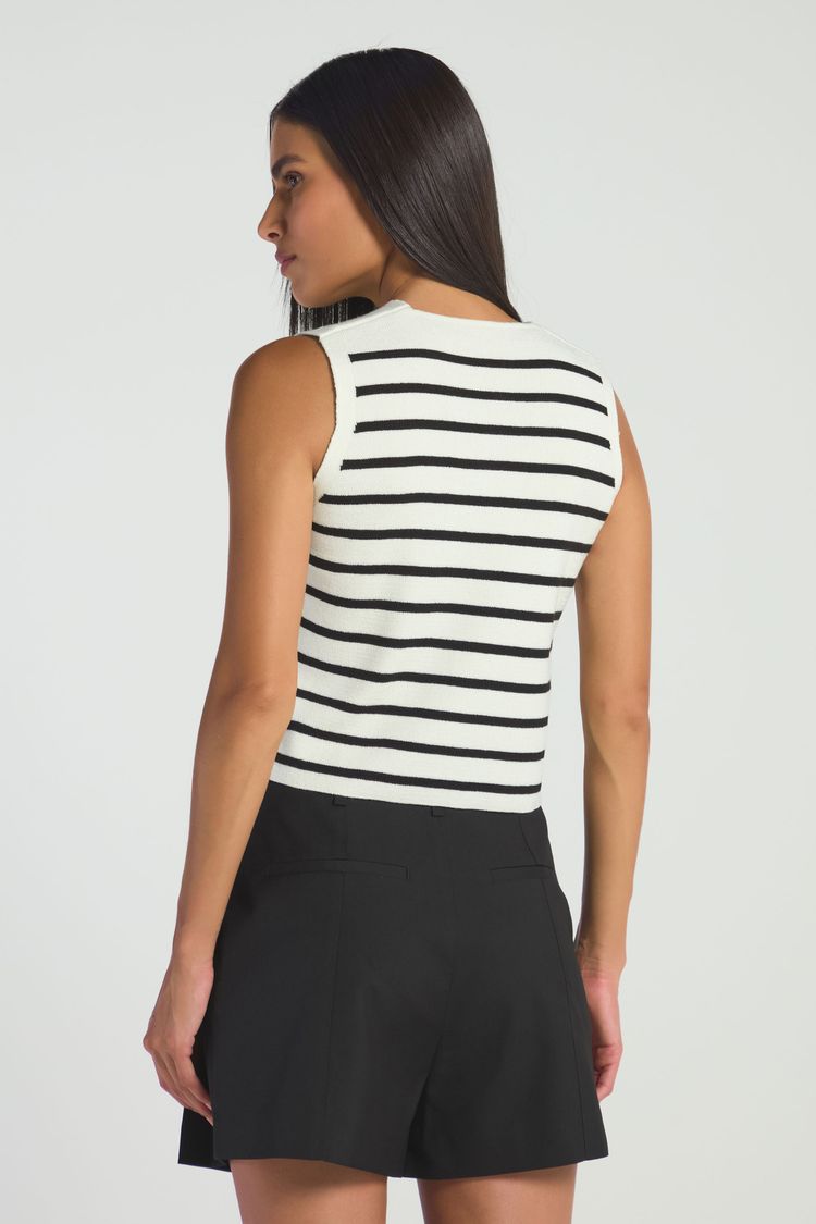 COLETE LISTRADO EM TRICOT - OFF / PRETO M - OFF / PRETO - 287706
