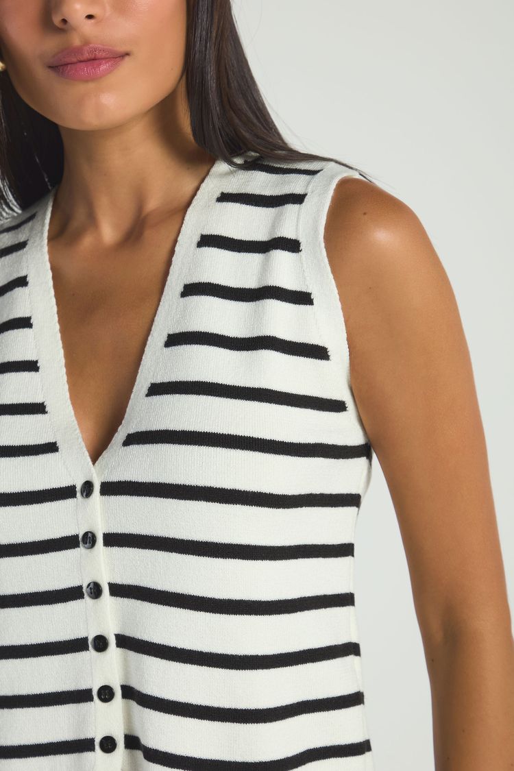 COLETE LISTRADO EM TRICOT - OFF / PRETO M - OFF / PRETO - 287708