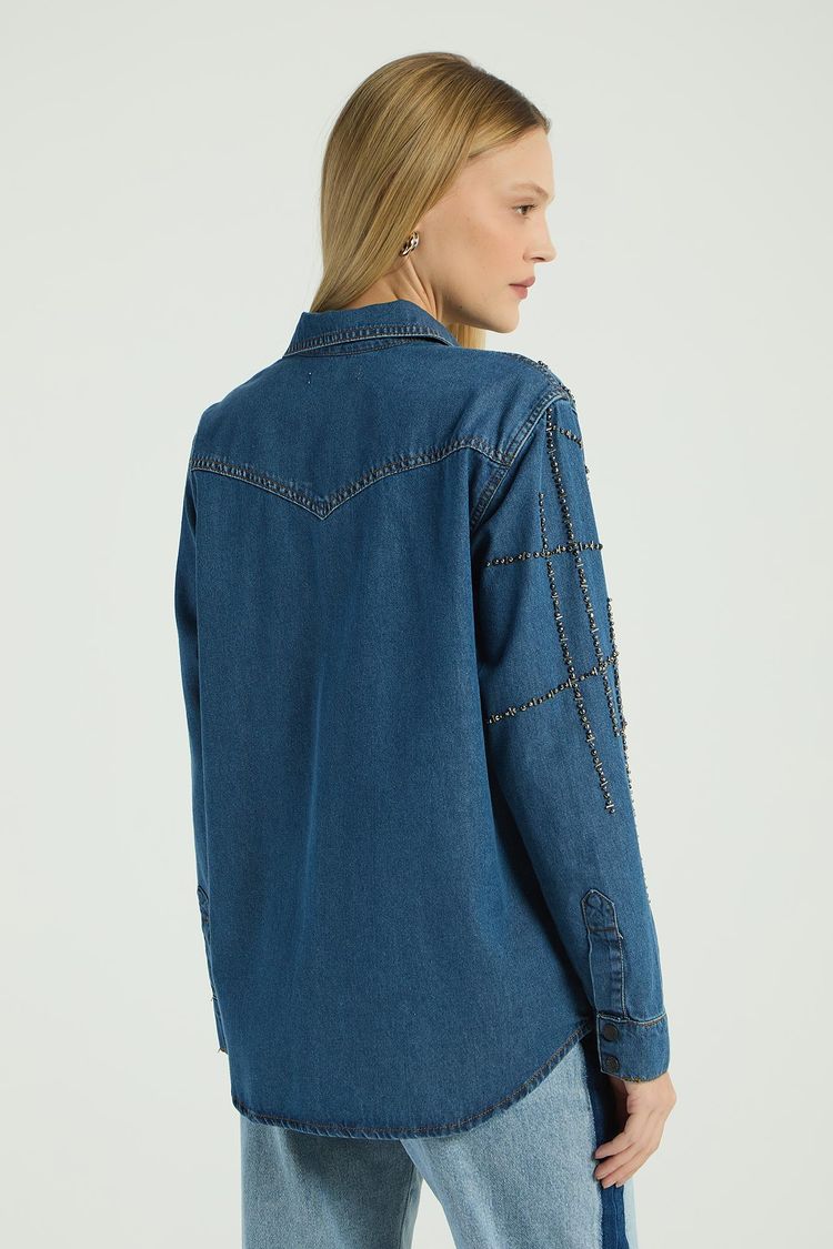 CAMISAO JEANS BORDADO - JEANS P - JEANS - 288401
