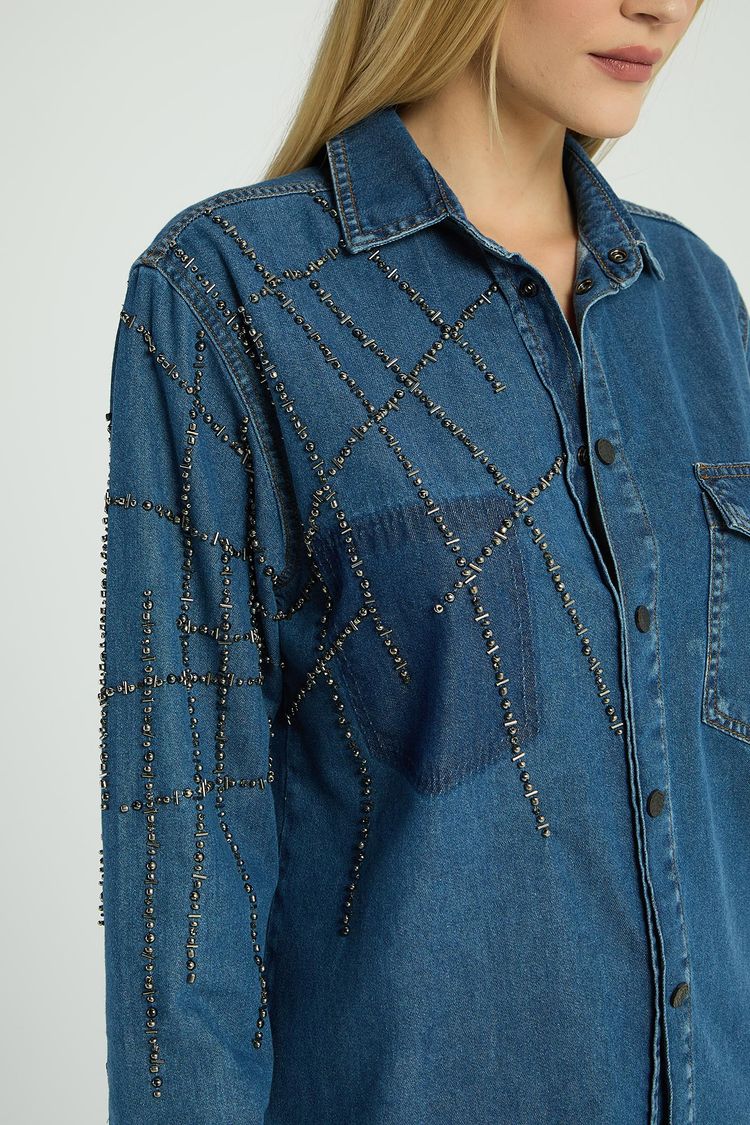 CAMISAO JEANS BORDADO - JEANS P - JEANS - 288403