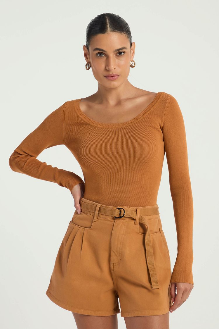 SHORT SARJA COM CINTO - CARAMELO 40 - CARAMELO - 289321