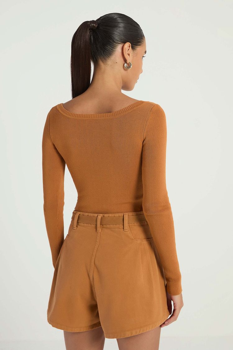 SHORT SARJA COM CINTO - CARAMELO 40 - CARAMELO - 289322