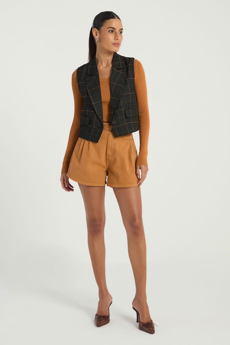 SHORT SARJA COM CINTO - CARAMELO 40 - CARAMELO - 289323