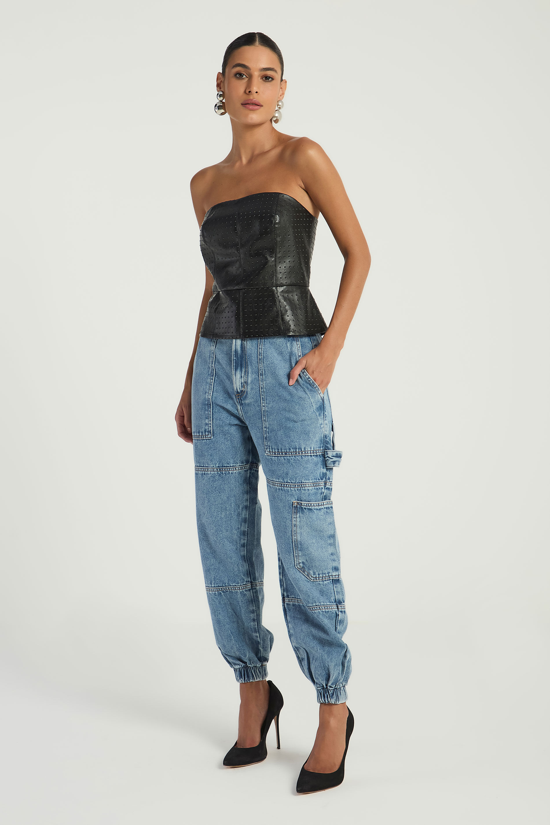 CALÇA JEANS CARGO - JEANS 44 - JEANS - 289542