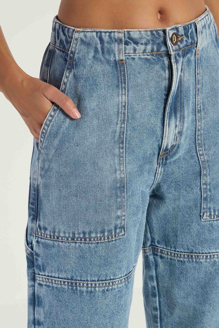 CALÇA JEANS CARGO - JEANS 44 - JEANS - 289545