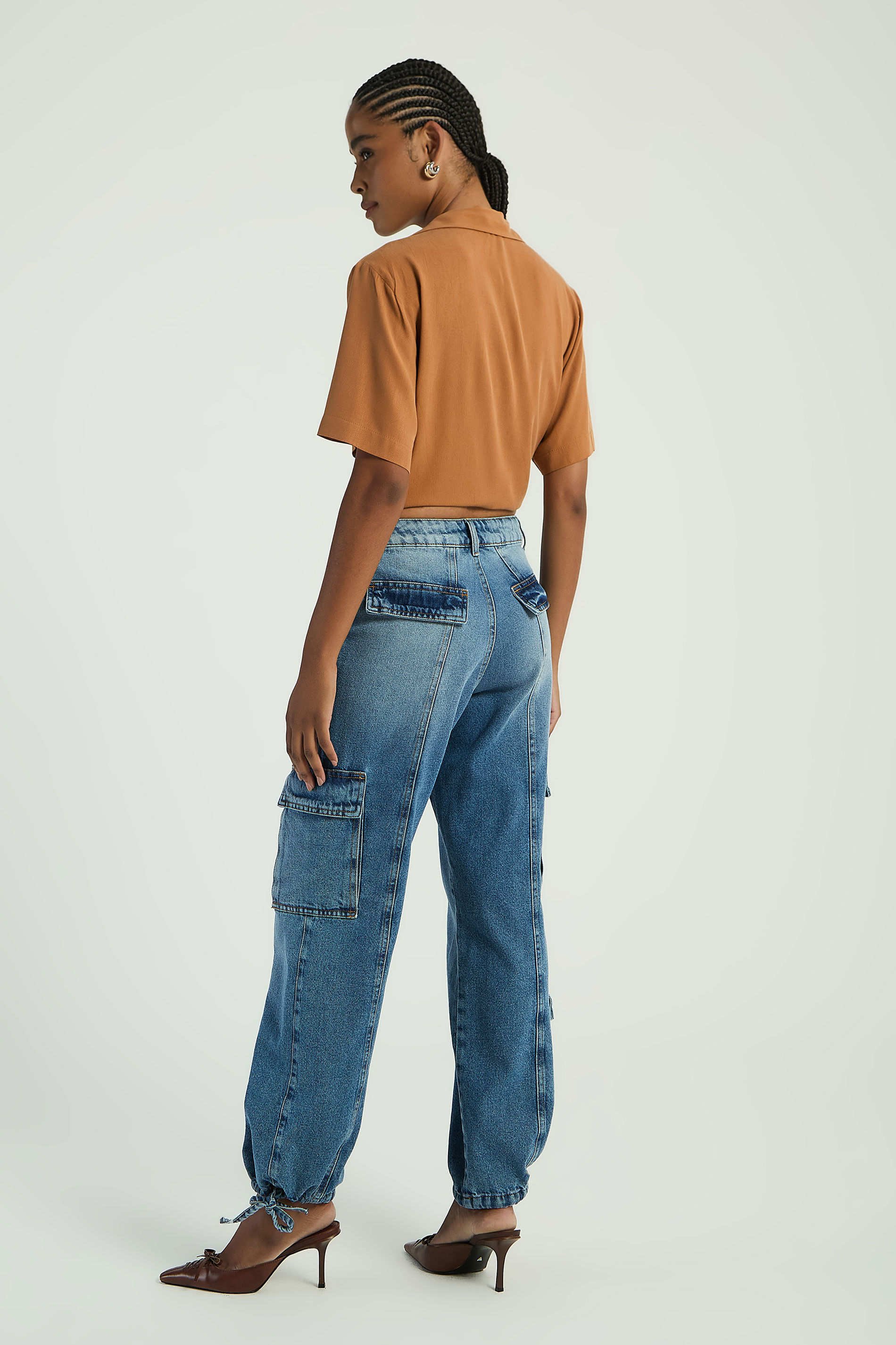 CALÇA JEANS CARGO - JEANS 44 - JEANS - 289643