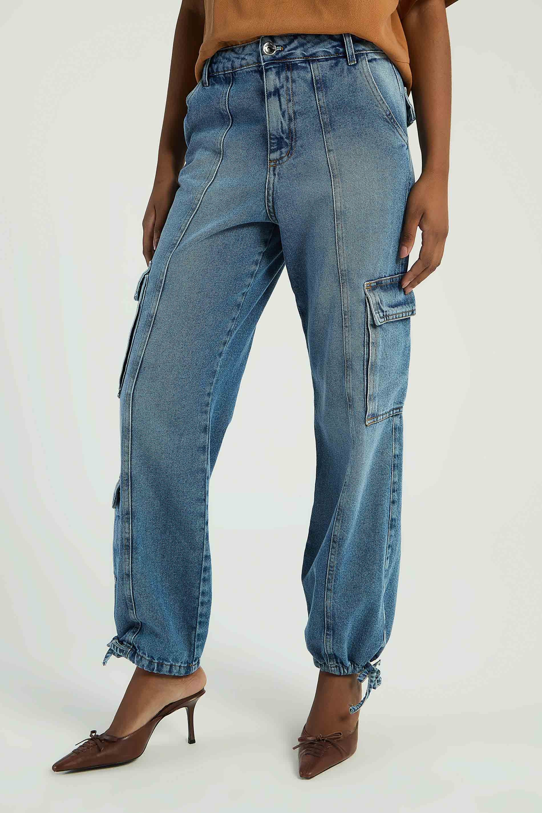 CALÇA JEANS CARGO - JEANS 44 - JEANS - 289644
