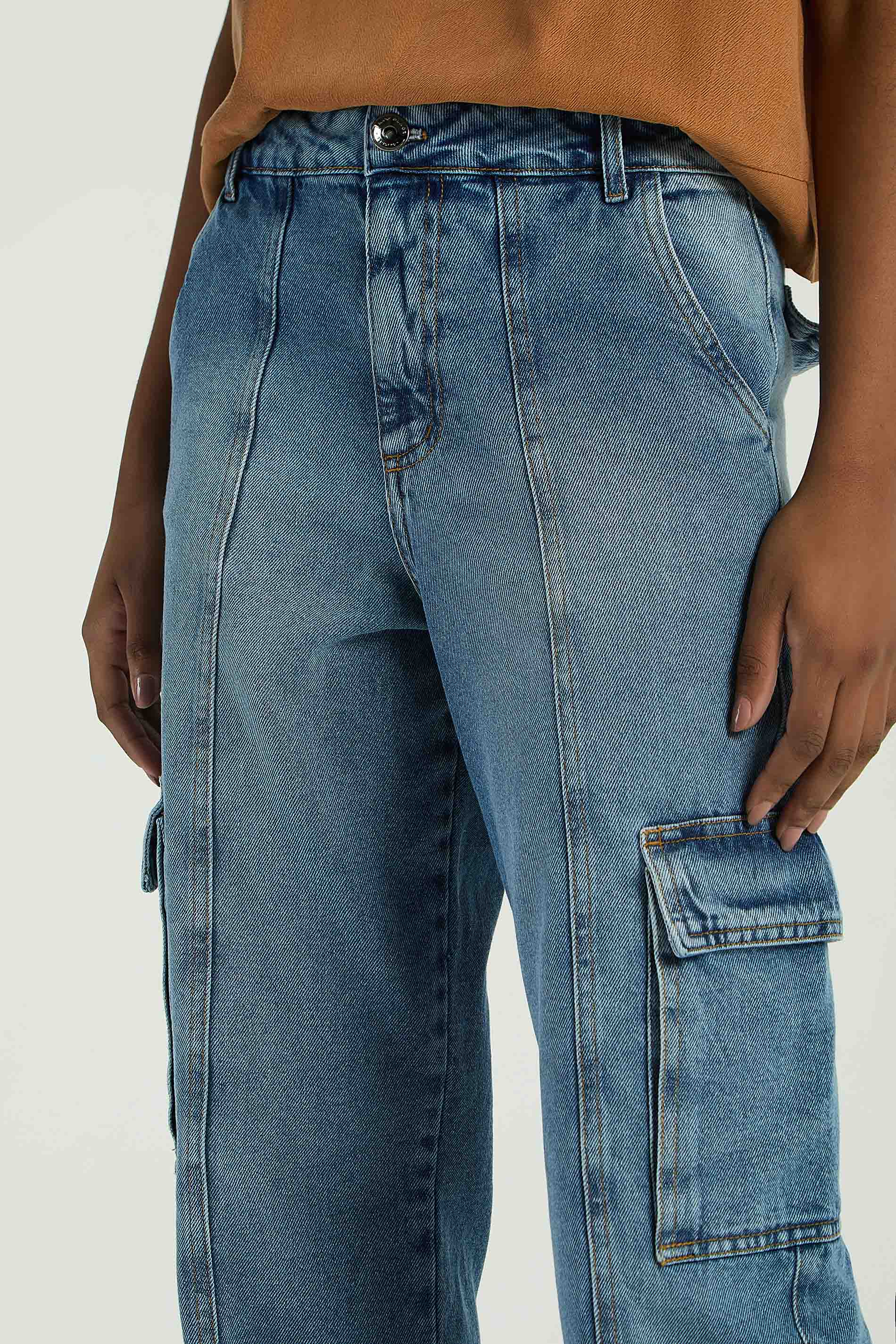 CALÇA JEANS CARGO - JEANS 44 - JEANS - 289645