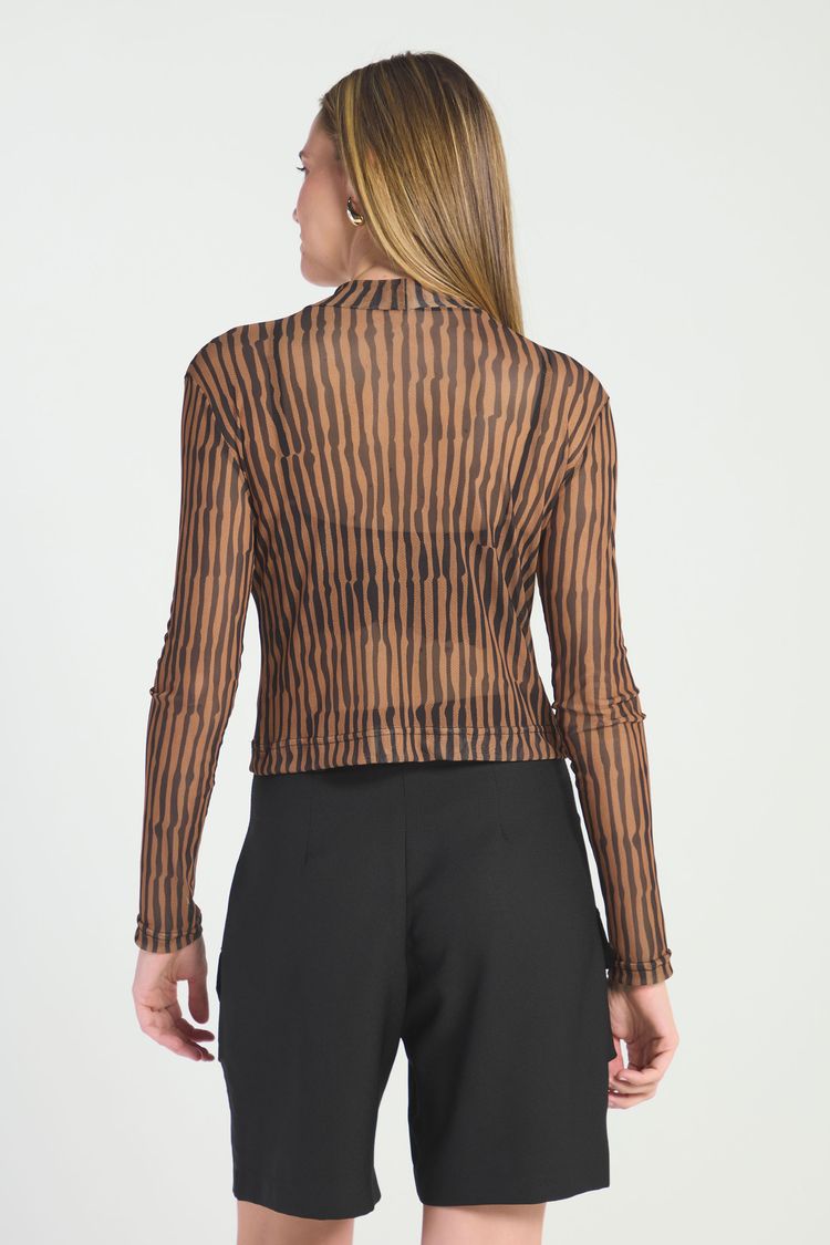 BLUSA TULE GOLA ALTA ESTAMPADA - EST SAFARI PP - EST SAFARI - 290119