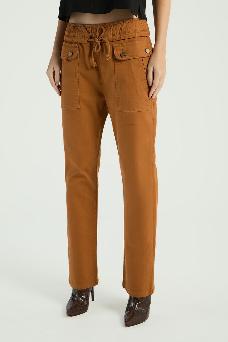 CALÇA CENOURA EM SARJA - CARAMELO 34 - CARAMELO - 290333
