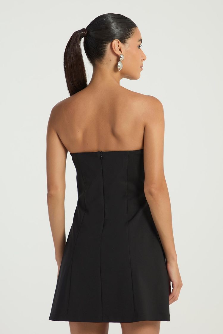 VESTIDO TOMARA QUE CAIA COM BRILHOS TERMOCOLANTES - PRETO M - PRETO - 290416