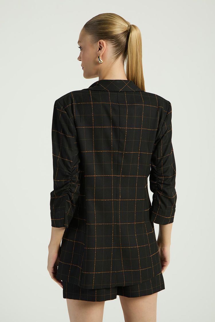 BLAZER OVERSIZED XADREZ - PRETO P - PRETO - 291941