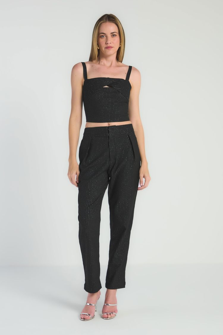 CROPPED DE ALFAIATARIA - PRETO P - PRETO - 292466