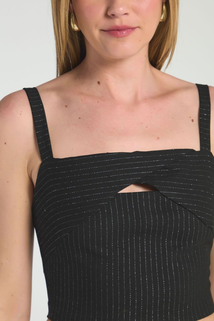 CROPPED DE ALFAIATARIA - PRETO P - PRETO - 292467