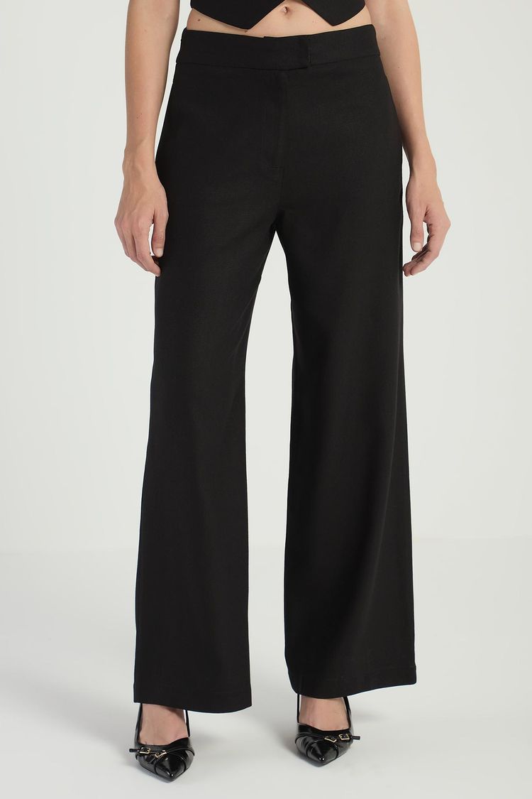 CALÇA RETA EM LINHO - PRETO M - PRETO - 294372