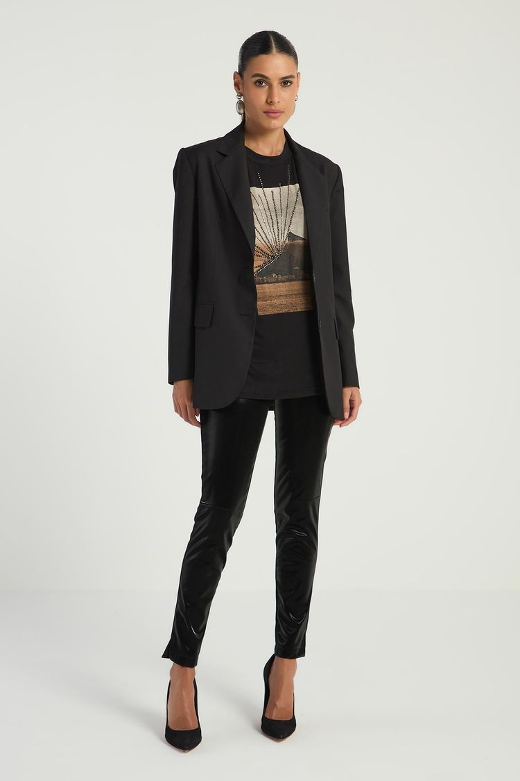 CALÇA CIGARRETE VINIL - PRETO PP - PRETO - 294373