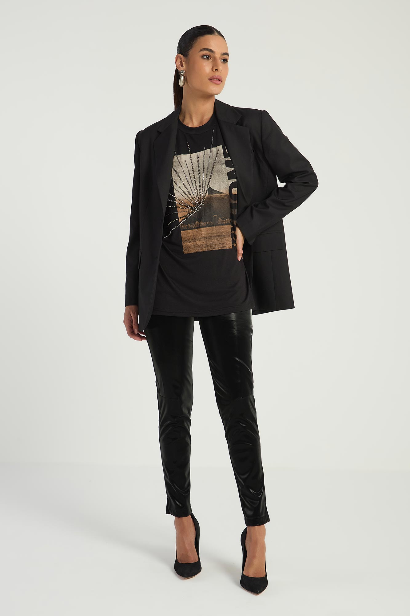 T-SHIRT COM BORDADO E SILK MY HOME - PRETO G - PRETO - 295633