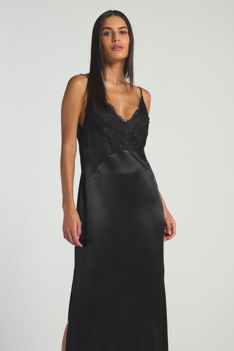 VESTIDO SLIP DRESS COM RENDA - PRETO M - PRETO - 295765