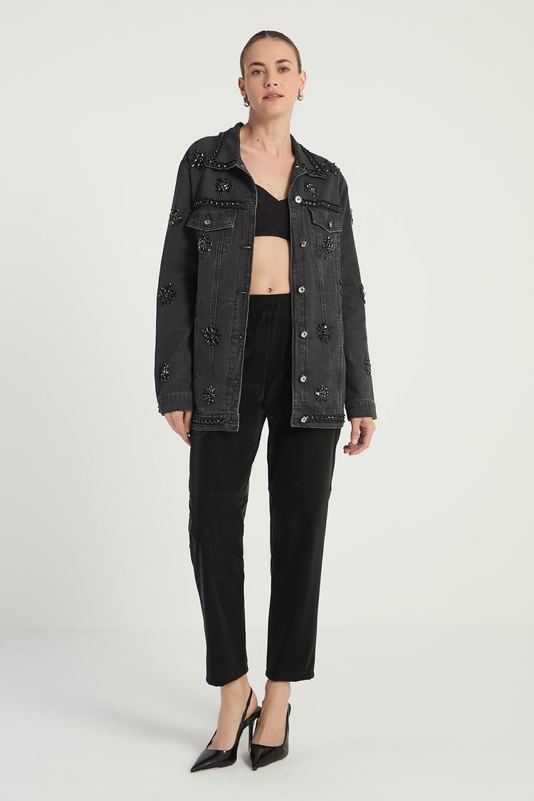 JAQUETA BLACK JEANS BORDADA G - BLACK JEANS - 296562