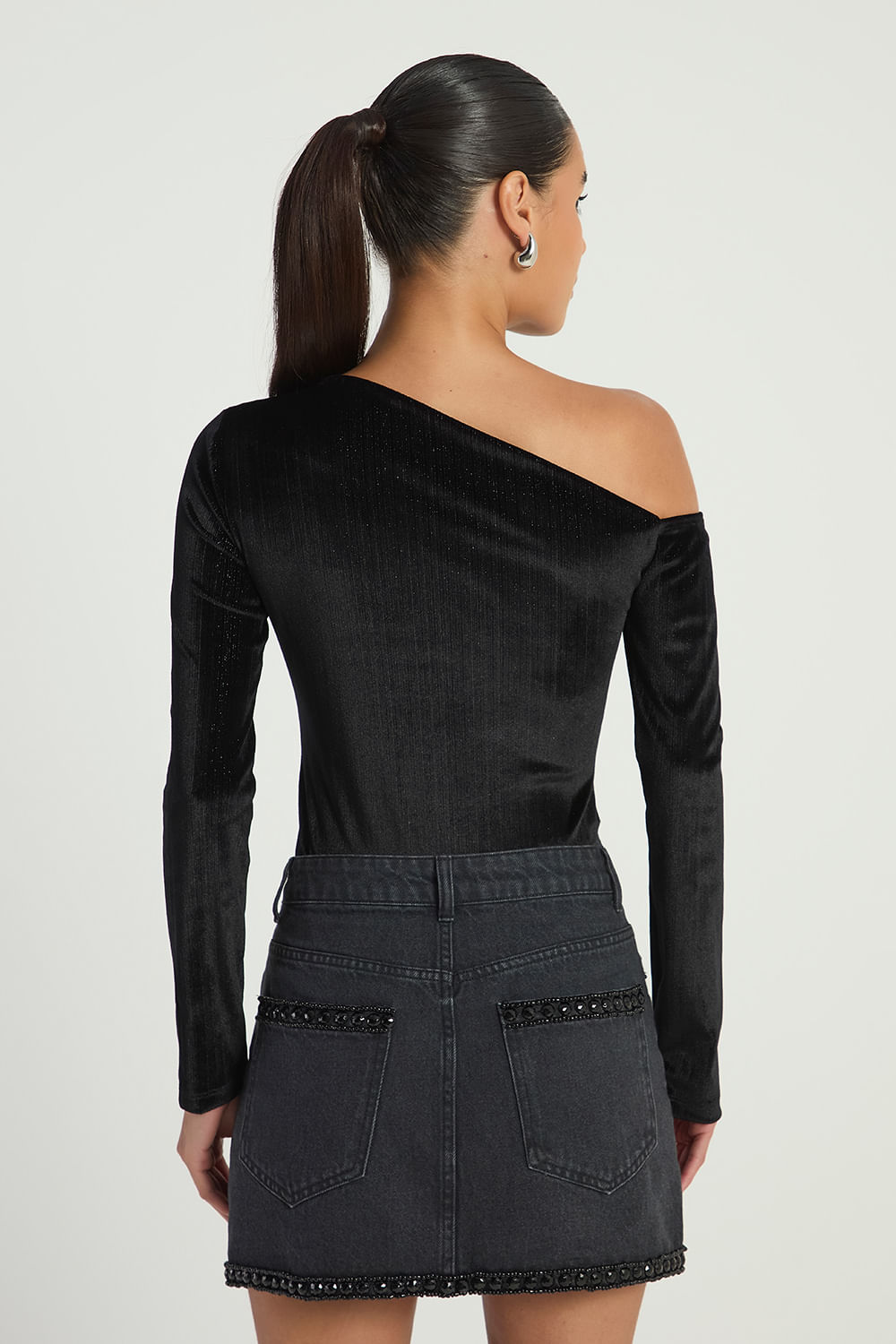SAIA BLACK JEANS BORDADA 44 - BLACK JEANS - 296581