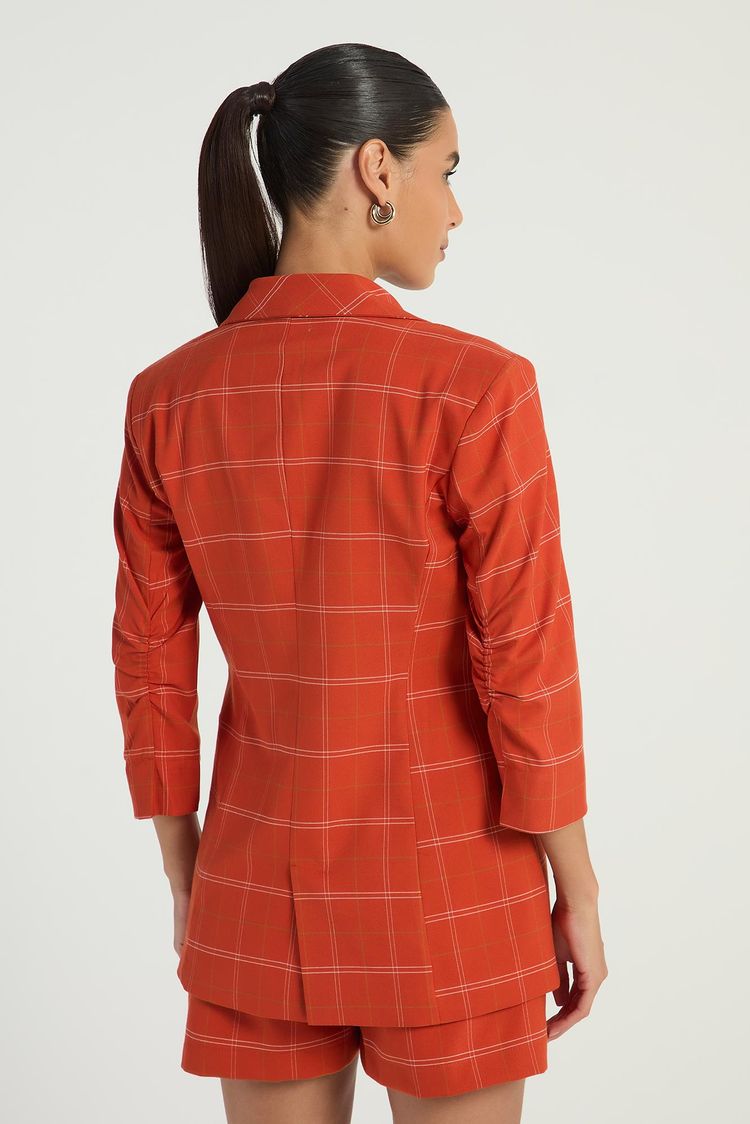 BLAZER OVERSIZED XADREZ - PECAN P - PECAN - 296780