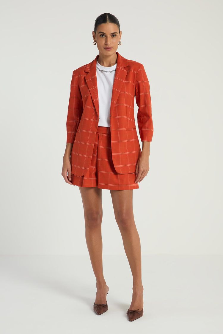 BLAZER OVERSIZED XADREZ - PECAN P - PECAN - 296781
