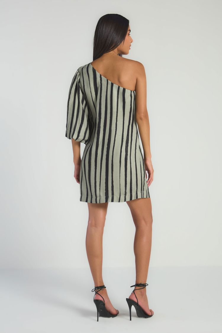VESTIDO CURTO UM OMBRO - ESTAMPA LISTRADO WILD PP - EST LISTRADO WILD - 296860