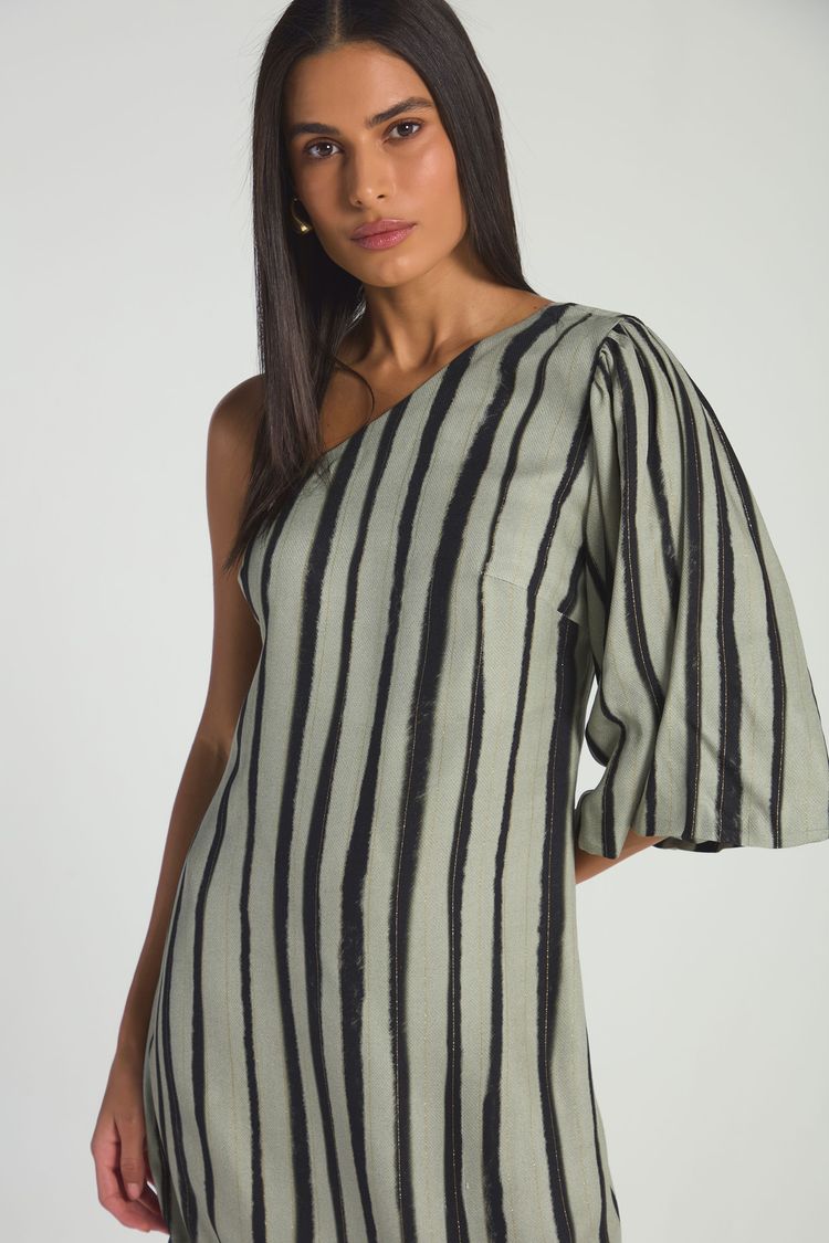 VESTIDO CURTO UM OMBRO - ESTAMPA LISTRADO WILD PP - EST LISTRADO WILD - 296862