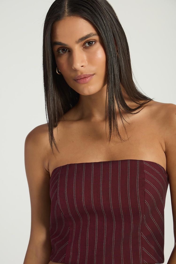 TOP LISTRADO TOMARA QUE CAIA - VERMELHO FORTE M - VERMELHO FORTE - 297158