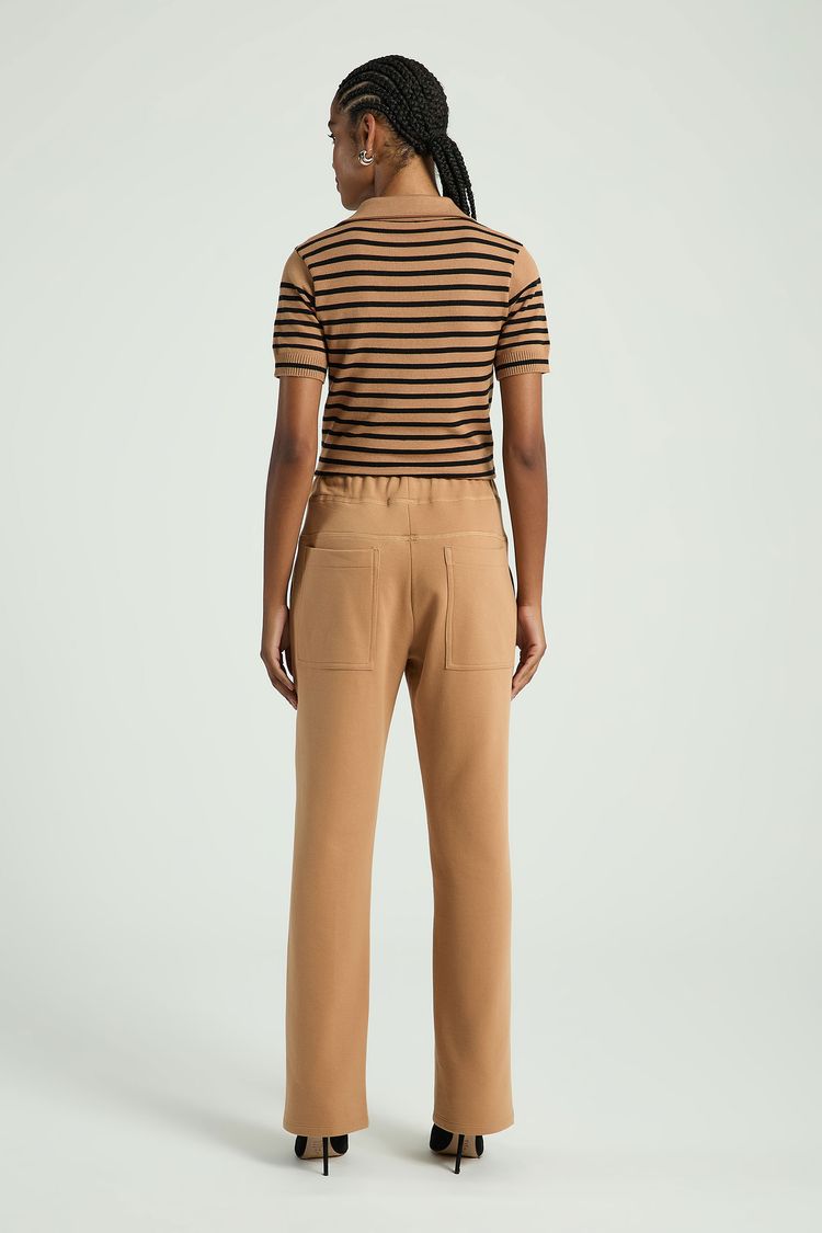 CALÇA MOLETOM COM BOTÕES-BEGE ESCURO P - BEGE ESCURO - 299211