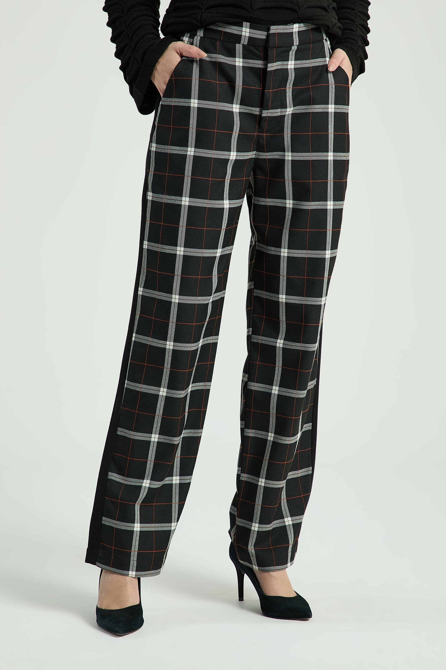 CALÇA RETA XADREZ-PRETO G - PRETO - 299644