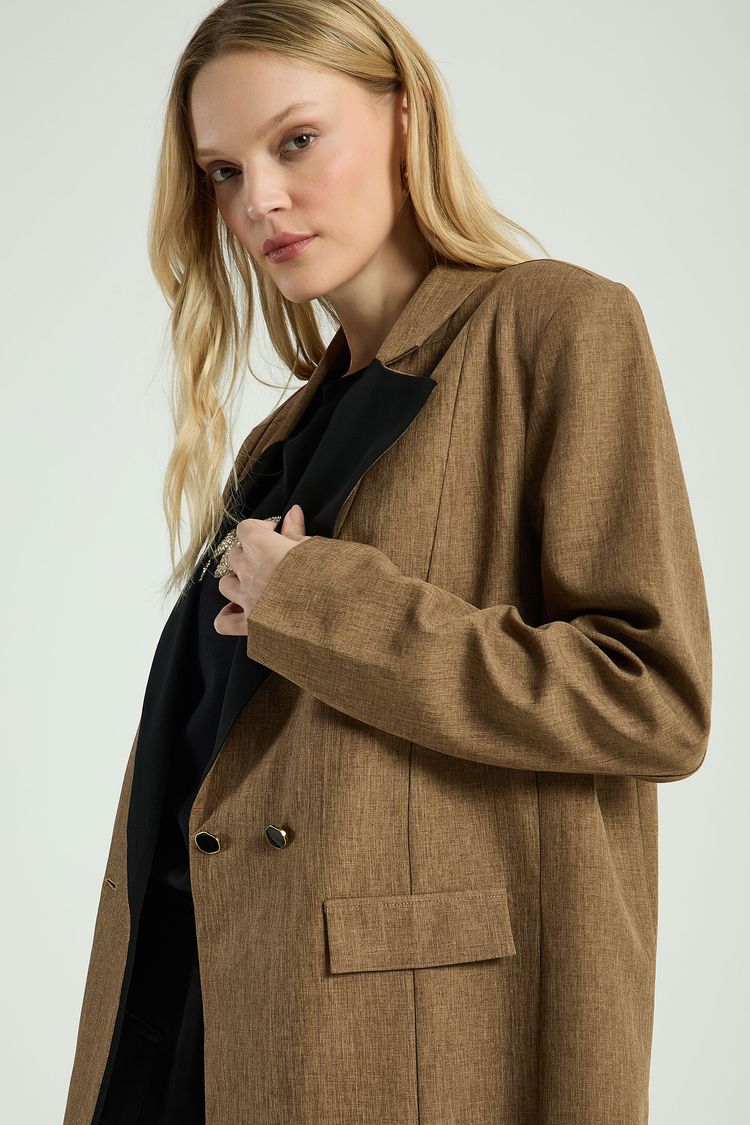 BLAZER OVERSIZED CONTRASTANTE-MARROM PP - MARROM - 299932