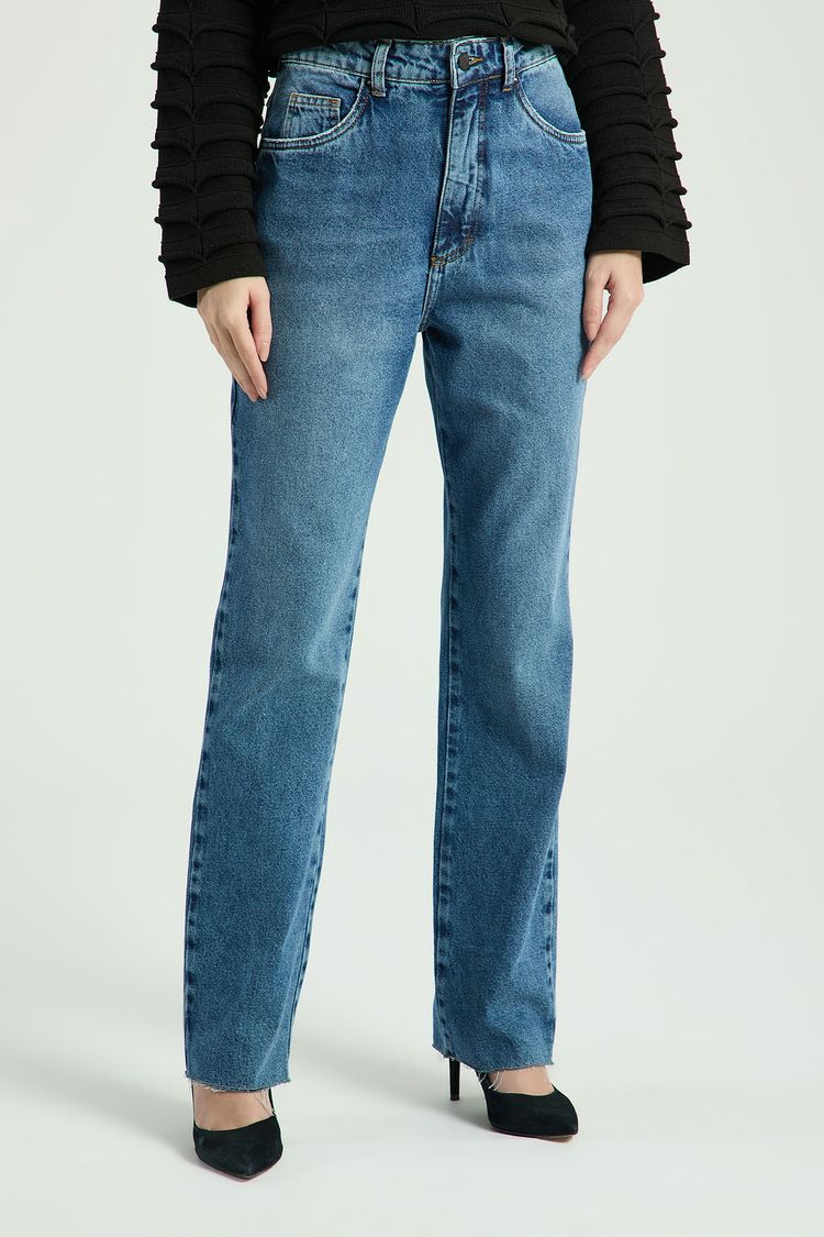 CALÇA JEANS RETA-JEANS ESCURO 44 - JEANS ESCURO - 299962